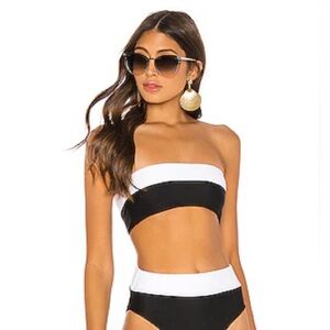 LPA Foster Bandeau Bikini Top in White Black Size XS from REVOLVE